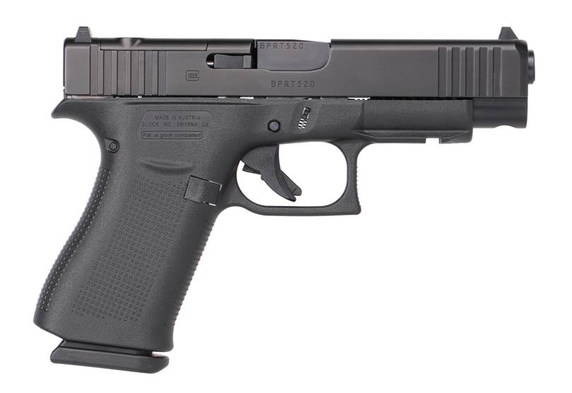GLOCK PA4850201FRMOS G48 GEN5 MOS SIM COMPACT 9MM LUGER 10+1 4.17" BLACK GMB BARREL, BLACK NDLC MOS CUT/SERRATED SLIDE, BLACK POLYMER FRAME W/BEAVERTAIL, BLACK TEXTURED POLYMER GRIPS