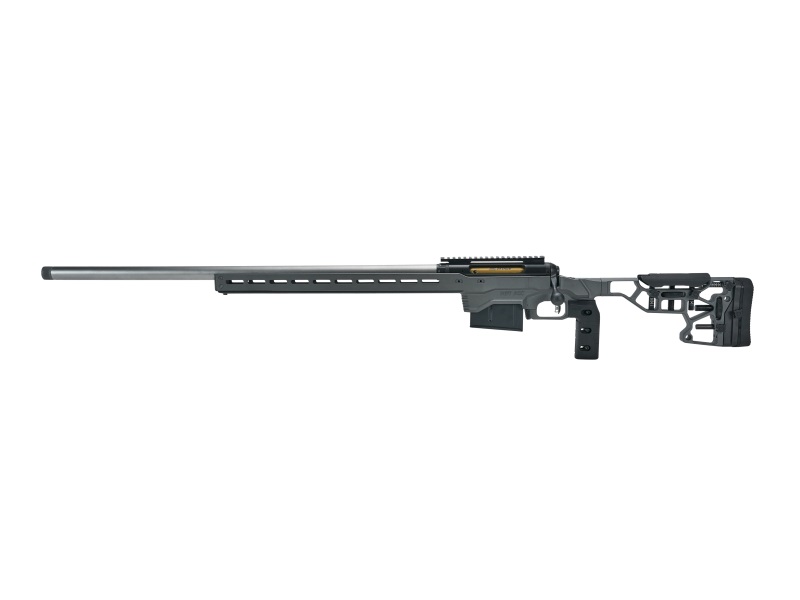 SAVAGE ARMS 57708 110 ELITE PRECISION 338 LAPUA MAG 5+1 30" MATTE STAINLESS, MATTE BLACK REC, GRAY CERAKOTE ADJUSTABLE MDT ACC ALUMINUM CHASSIS STOCK, LEFT HAND (MB NOT INCLUDED)