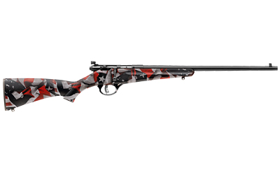 SAVAGE ARMS 13801 RASCAL  YOUTH 22 LR 1RD 16.13" SATIN BLACK SPORTER BARREL, SATIN BLACK CARBON STEEL RECEIVER, AMERICAN FLAG FIXED SYNTHETIC STOCK, RIGHT HAND