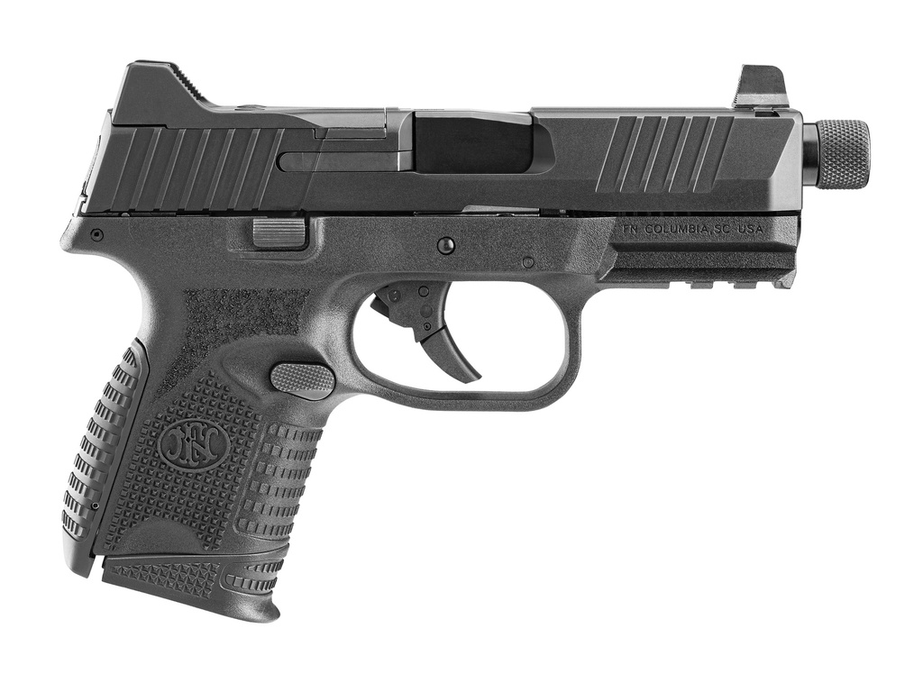 FN 66100783 509CT  COMPACT 9MM LUGER 10+1, 4.32" BLACK STEEL THREADED BARREL, BLACK PVD OPTIC CUT/SERRATED STAINLESS STEEL SLIDE, BLACK POLYMER FRAME W/PICATINNY RAIL, AMBIDEXTROUS