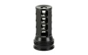 HUXWRX 1574 QD 762 MUZZLE BRAKE BLACK WITH 5/8"-24 TPI THREADS, 2.30" OAL & 1.20" DIAMETER FOR 30 CAL AR-PLATFORM