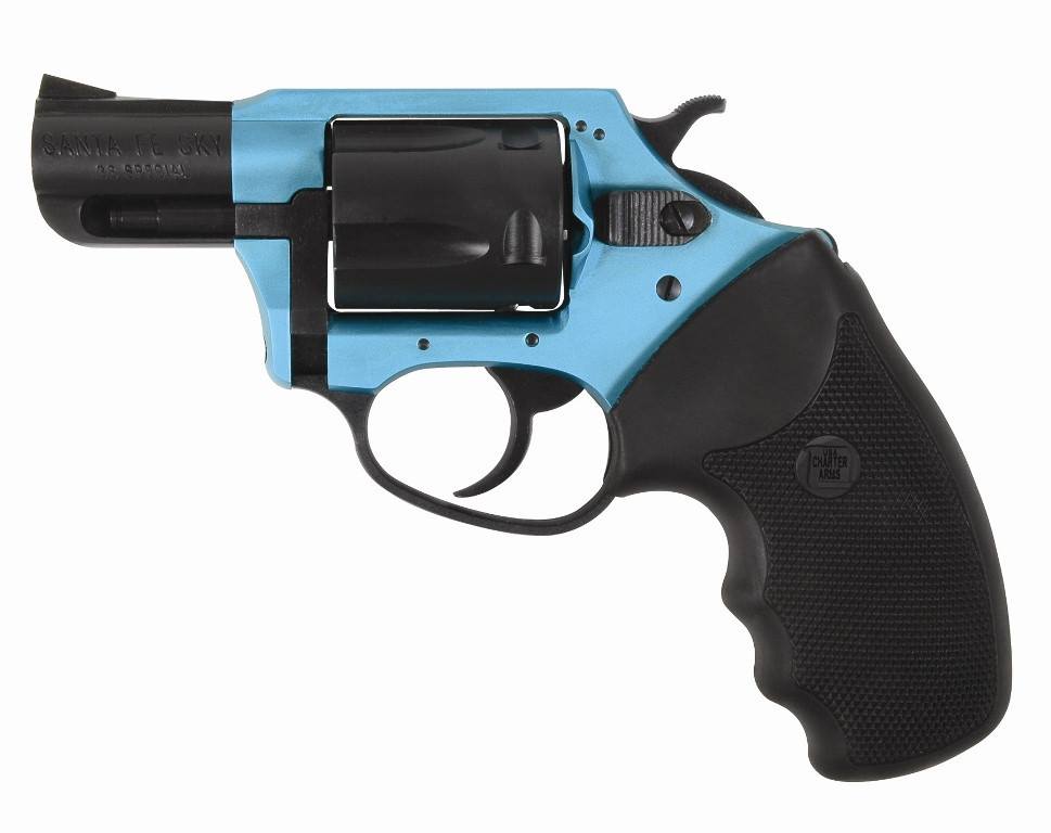 CHARTER ARMS 53864 UNDERCOVER LITE SANTA FE SKY SMALL 38 SPECIAL, 5 SHOT 2" BLACK STAINLESS STEEL BARREL & CYLINDER, TURQUOISE ALUMINUM FRAME W/BLACK FINGER GROOVED RUBBER GRIP, EXPOSED HAMMER