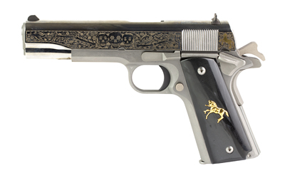 COLT MFG O1911CSS38 1911 GOVERNMENT 38 SUPER 9+1 5" STAINLESS NATIONAL MATCH BARREL, SERRATED STAINLESS STEEL SLIDE & FRAME W/BEAVERTAIL, DIAMOND CHECKERED ROSEWOOD