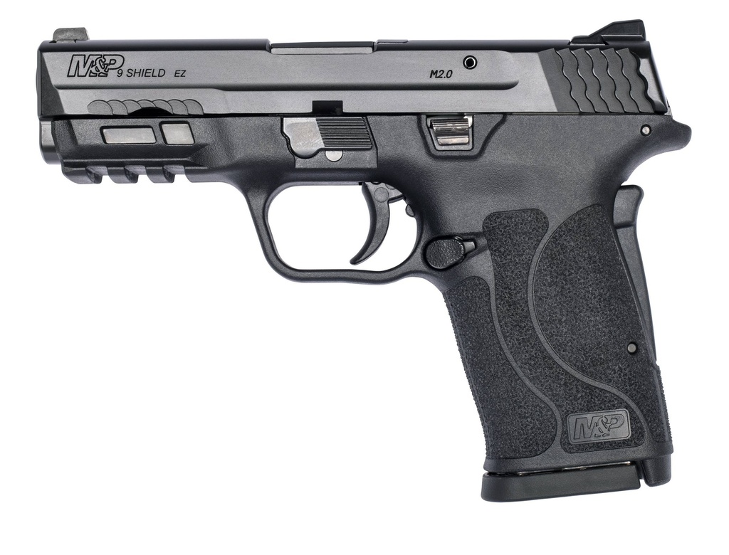 SMITH & WESSON 12437 M&P SHIELD EZ M2.0 MICRO-COMPACT FRAME 9MM LUGER 8+1, 3.67" BLACK ARMORNITE STEEL BARREL & SERRATED SLIDE, MATTE BLACK POLYMER FRAME W/PICATINNY RAIL, GRIP SAFETY