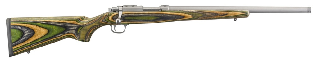 RUGER 7226 77/22  22 HORNET 6+1 18.50" THREADED BARREL, MATTE STAINLESS STEEL, INTEGRAL SCOPE MOUNT ON A SOLID STEEL RECEIVER, GREEN MOUNTAIN LAMINATE STOCK