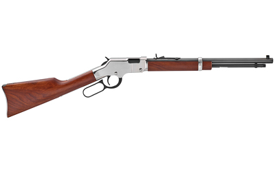 HENRY H004SY GOLDEN BOY SILVER YOUTH 22 LONG/22 LR/22 SHORT 16 LR/21 SHORT, 17" BLUED OCTAGON BARREL, NICKEL-PLATED STEEL RECEIVER, AMERICAN WALNUT