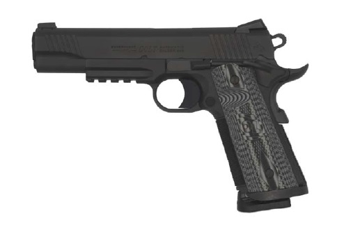 COLT MFG O1080RGCCU CCU RAIL GOVERNMENT 45 ACP 8+1 5" STAINLESS NATIONAL MATCH BARREL, MATTE BLACK DLC SERRATED STAINLESS STEEL SLIDE & FRAME W/PICATINNY RAIL BLACK SCALLOPED G10 GRIP, AMBIDEXTROUS