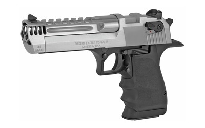 MAGNUM RESEARCH DE44L5BC DESERT EAGLE L5 44 REM MAG 5" WITH MUZZLE BRAKE 8+1 BLACK HARDCOAT ANODIZED ALUMINUM BRUSHED CHROME CARBON STEEL SLIDE BLACK HOGUE WRAPAROUND RUBBER GRIP