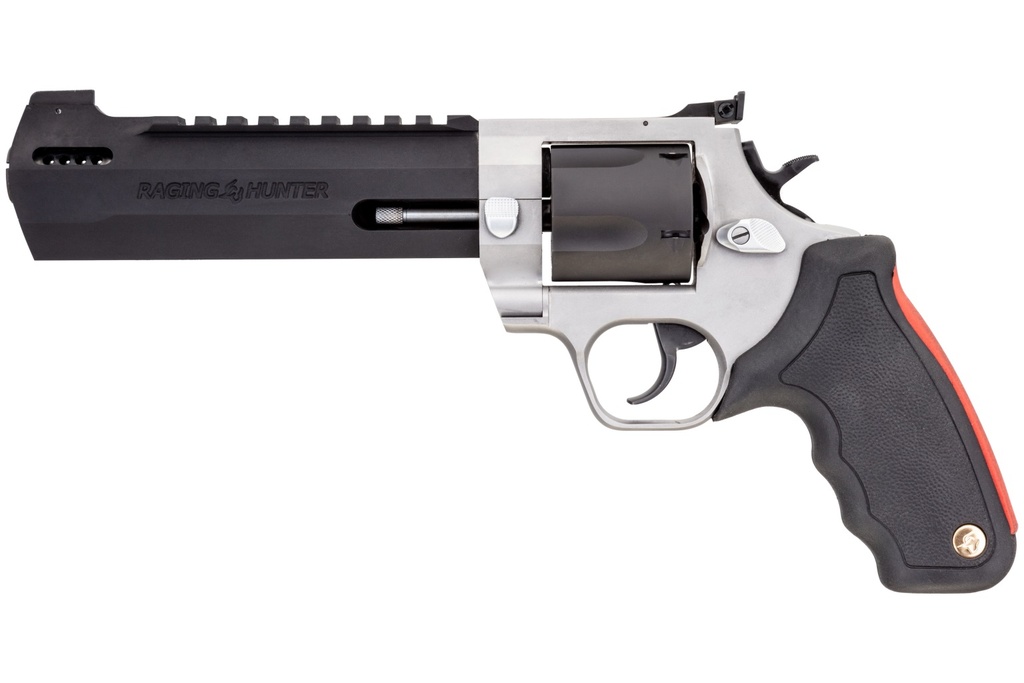 TAURUS 2454065RH RAGING HUNTER  454 CASULL 5RD 6.75" MATTE BLACK OXIDE CYLINDER & BARREL MATTE STAINLESS STEEL FRAME BLACK RUBBER WITH INTEGRATED RED CUSHION INSERT GRIP