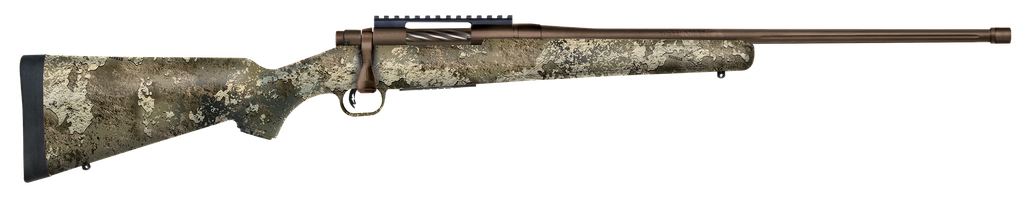 MOSSBERG 28074 PATRIOT PREDATOR 22-250 REM CALIBER WITH 5+1 CAPACITY, 22" THREADED/FLUTED BARREL, PATRIOT BROWN CERAKOTE METAL FINISH & TRUETIMBER STRATA SYNTHETIC STOCK RIGHT HAND (FULL SIZE)
