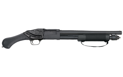 MOSSBERG 50638 590 SHOCKWAVE 12 GAUGE PUMP 3" 5+1 14.38" MATTE BLUED HEAVY-WALLED BARREL, DRILLED & TAPPED MATTE BLUED STAINLESS STEEL RECEIVER, BLACK RAPTOR BIRDSHEAD GRIP, CRIMSON TRACE LASERSADDLE