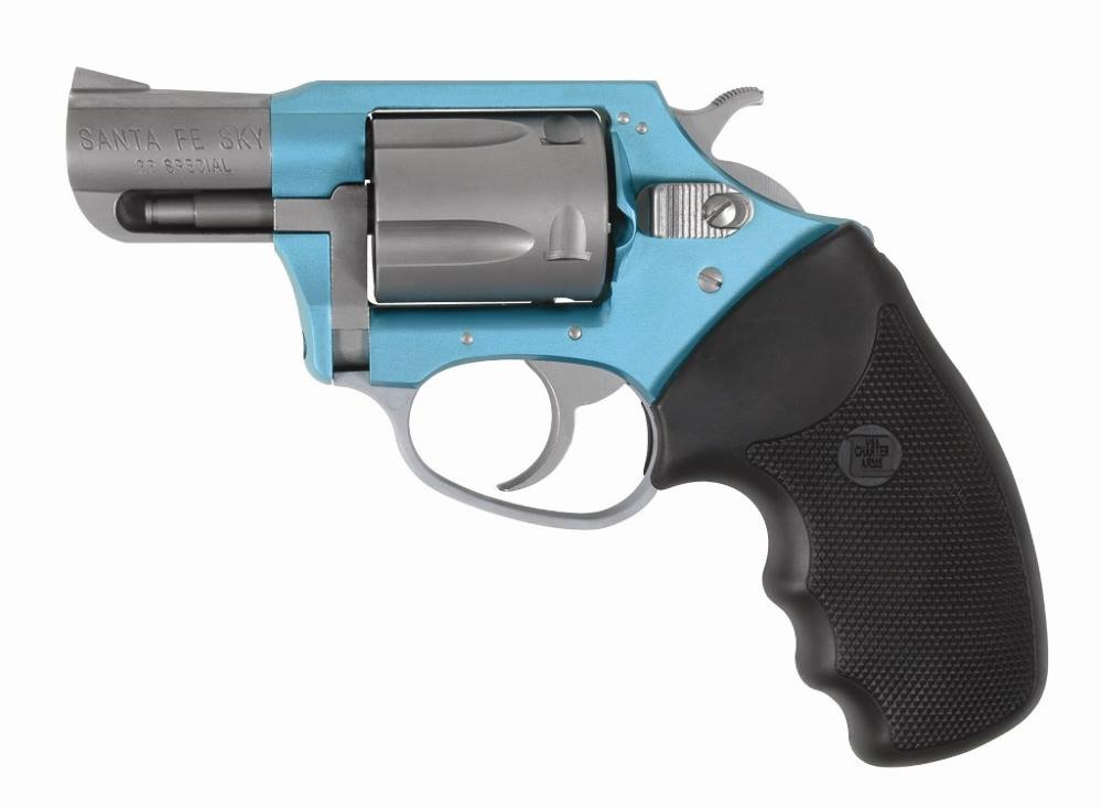 CHARTER ARMS 53860 UNDERCOVER LITE SANTA FE SKY SMALL 38 SPECIAL, 5 SHOT 2" STAINLESS STEEL BARREL & CYLINDER, TURQUOISE ALUMINUM FRAME W/BLACK FINGER GROOVED RUBBER GRIP, EXPOSED HAMMER