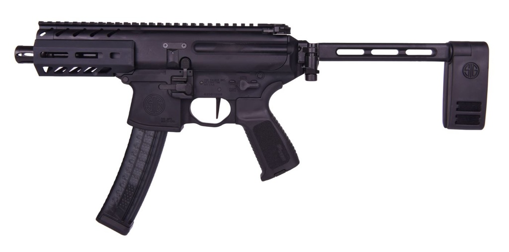 SIG SAUER PMPX4B9 MPX K  9MM LUGER CALIBER WITH 4.50" BARREL, 30+1 CAPACITY, BLACK HARD COAT ANODIZED METAL FINISH, FOLDING PIVOTING CONTOUR BRACE STOCK & BLACK POLYMER GRIP RIGHT HAND