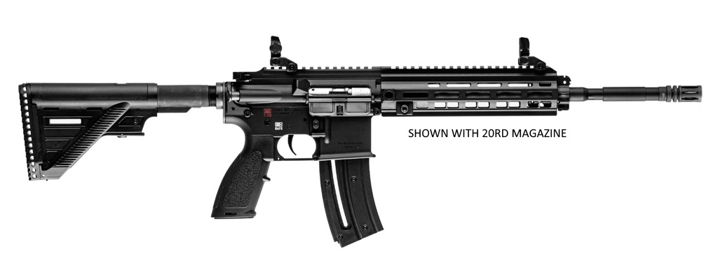 HK 81000402 HK 416  22 LR 10+1 16.10" BLACK STEEL THREADED BARREL ALUMINUM W/M-LOK & PICATINNY RAIL BLACK ALUMINUM RECEIVER BLACK RETRACTABLE STOCK RIGHT HAND