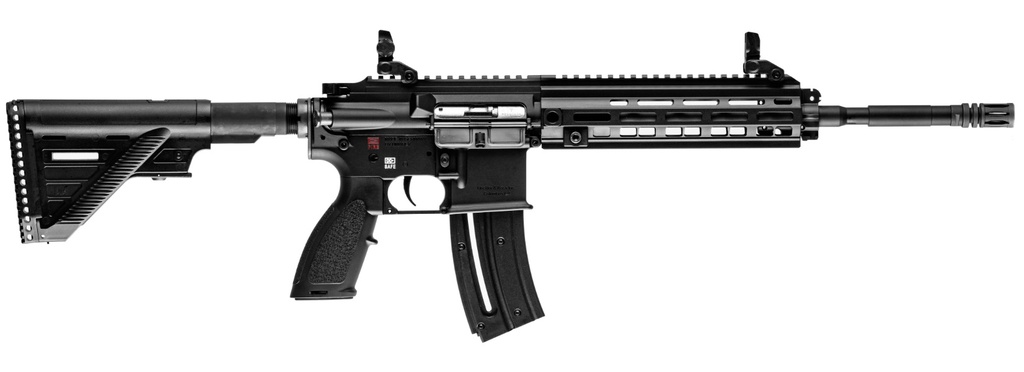 HK 81000401 HK 416  22 LR 20+1 16.10" BLACK STEEL THREADED BARREL ALUMINUM W/M-LOK & PICATINNY RAIL BLACK ALUMINUM RECEIVER BLACK RETRACTABLE STOCK RIGHT HAND