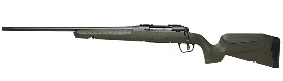 SAVAGE ARMS 32133 AXIS 2 COMPACT 350 LEGEND 4+1 20" MATTE BLACK HEAVY SPORTER BARREL, MATTE BLACK DRILLED & TAPPED CARBON STEEL RECEIVER, FIXED OD GREEN SYNTHETIC STOCK, LEFT HAND