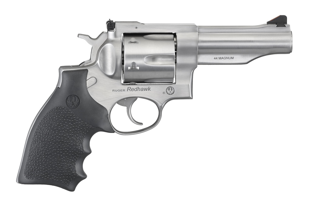RUGER 5044 REDHAWK  44 SPECIAL/44 REM MAG 6RD, 4.20" SATIN STAINLESS STEEL BARREL, DUAL CHAMBERED SATIN STAINLESS CYLINDER, SATIN STAINLESS STEEL FRAME, HARDWOOD GRIP, EXPOSED HAMMER