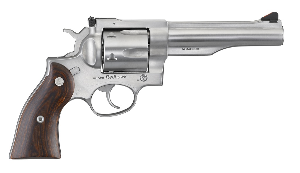 RUGER 5043 REDHAWK  44 SPECIAL/44 REM MAG 6RD, 5.50" SATIN STAINLESS STEEL BARREL, DUAL CHAMBERED SATIN STAINLESS CYLINDER & FRAME, HARDWOOD GRIP