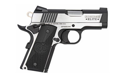COLT MFG O7082CE COMBAT ELITE COMMANDER COMPACT FRAME 9MM LUGER 8+1, 3" STAINLESS STEEL BARREL, TWO-TONE SERRATED STAINLESS STEEL SLIDE & FRAME W/BEAVERTAIL, BLACK SCALLOPED G10 GRIP, AMBIDEXTROUS