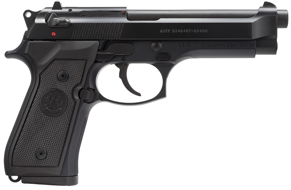BERETTA USA J92M9A0CA M9 *CA COMPLIANT FULL SIZE FRAME 9MM LUGER 10+1, 4.90" STEEL BARREL, BLACK BRUNITON SERRATED STEEL SLIDE & ALUMINUM FRAME W/BEAVERTAIL, AMBIDEXTROUS