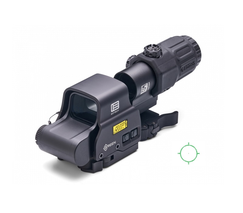 EOTECH HHSGRN HHS GREEN EXPS & G33 MAGNIFIER MATTE BLACK 1X/3X 1.20" X 0.85" 1 MOA GREEN DOT/68 MOA RING