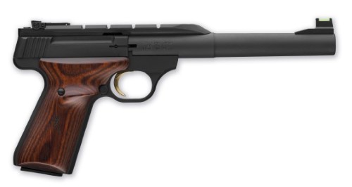 BROWNING 051499490 BUCK MARK HUNTER 22 LR 10+1 7.25" TAPERED BULL BARREL, MATTE BLACK OPTIC READY/SERRATED STEEL SLIDE, MATTE BLACK ALUMINUM FRAME, LAMINATE COCOBOLO GRIPS