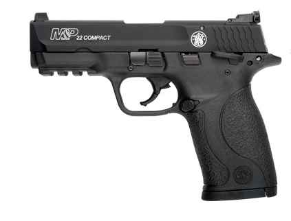 SMITH & WESSON 108390 M&P 22  COMPACT FRAME 22 LR 10+1, 3.60" BLACK STEEL BARREL, BLACK HARD COAT ANODIZED SERRATED SLIDE, BLACK POLYMER FRAME W/PICATINNY RAIL FRAME & GRIP, AMBIDEXTROUS, THUMB SAFETY