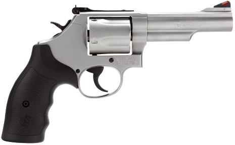 SMITH & WESSON 162069 MODEL 69  44 REM MAG OR 44 S&W SPL STAINLESS STEEL 4.25" 2 PIECE BARREL & 5RD CYLINDER, MATTE STAINLESS STEEL L-FRAME, FULL STOP STRAP & BARREL SERRATION, INTERNAL LOCK