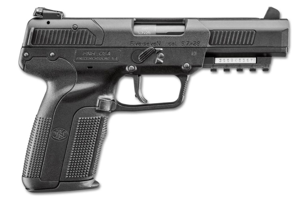 FN 3868929302 FIVE-SEVEN *CA COMPLIANT 5.7X28MM 10+1 4.80" BLACK STEEL BARREL, BLACK SERRATED STEEL SLIDE, MATTE BLACK POLYMER FRAME W/PICATINNY RAIL, BLACK TEXTURED POLYMER GRIP, AMBIDEXTROUS