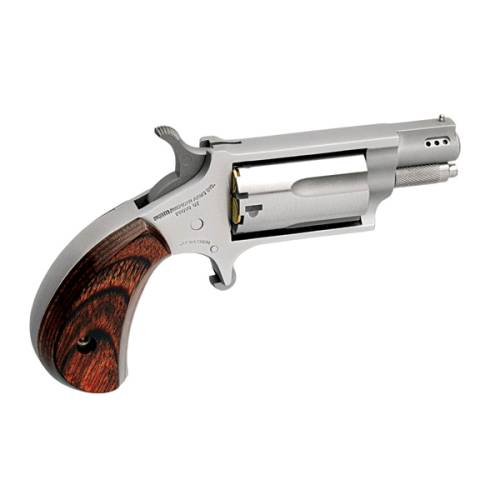 NORTH AMERICAN ARMS 22MSCP MINI-REVOLVER COMBO 22 LR/22 WMR 5 SHOT 1.63" STAINLESS STEEL PORTED BARREL, STAINLESS STEEL FRAME & CYLINDER, ROSEWOOD BIRDSHEAD GRIP, EXPOSED HAMMER