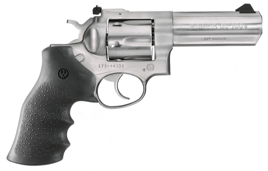 RUGER 1705 GP100  MEDIUM FRAME 357 MAG 6RD 4.20" SATIN STAINLESS STEEL BARREL, CYLINDER & FRAME, HOGUE MONOGRIP, TRANSFER BAR SAFETY, EXPOSED HAMMER