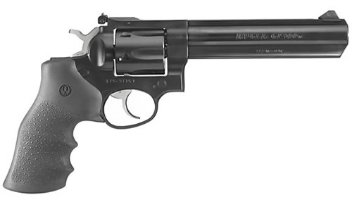 RUGER 1704 GP100  MEDIUM FRAME 357 MAG 6RD 6" BLUED ALLOY STEEL BARREL, CYLINDER & FRAME, HOGUE MONOGRIP, TRANSFER BAR SAFETY, EXPOSED HAMMER