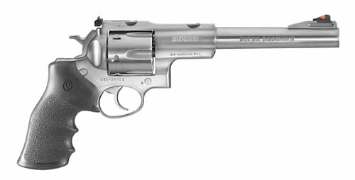 RUGER 5501 SUPER REDHAWK  44 REM MAG/44 SPECIAL 6RD 7.50" SATIN STAINLESS STEEL W/INTEGRAL MOUNT BARREL, SATIN STAINLESS CYLINDER & FRAME, BLACK HOGUE TAMER MONOGRIP, TRANSFER BAR SAFETY