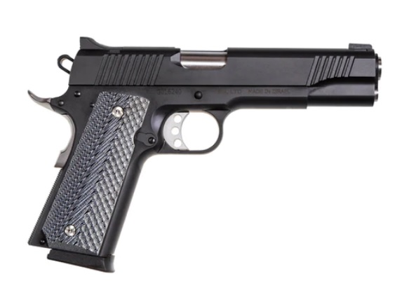 MAGNUM RESEARCH DE1911G 1911 G 45 ACP CALIBER WITH 5.01" BARREL, 8+1 CAPACITY, OVERALL MATTE BLACK FINISH CARBON STEEL, BEAVERTAIL FRAME, SERRATED SLIDE & BLACK/GRAY G10 GRIP