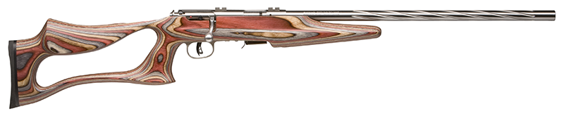 SAVAGE ARMS 92750 93 BSEV FULL SIZE 22 WMR 5+1 21" MATTE HEAVY SPIRAL FLUTED BARREL, MATTE STAINLESS STEEL DRILLED & TAPPED RECEIVER, ROYAL JACARANDA THUMBHOLE LAMINATE STOCK, RIGHT HAND