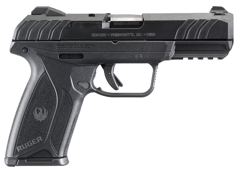 RUGER 3810 SECURITY-9  9MM LUGER 15+1 4" BLACK STEEL BARREL, BLACK OXIDE SERRATED STEEL SLIDE, BLACK POLYMER FRAME W/PICATINNY RAIL, BLACK POLYMER GRIP