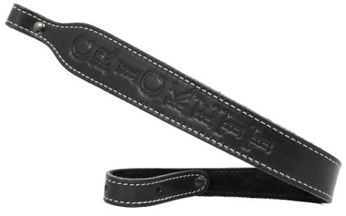 CRICKETT KSA800 RIFLE SLING  EMBOSSED BLACK LEATHER, 23"L X 1.75" W
