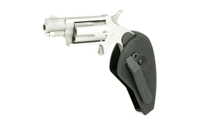NORTH AMERICAN ARMS 22MSCHG MINI-REVOLVER  22 LR/22 WMR 5 SHOT 1.13" STAINLESS STEEL BARREL, FRAME & CYLINDER, BLACK SYNTHETIC HOLSTER GRIP, EXPOSED HAMMER