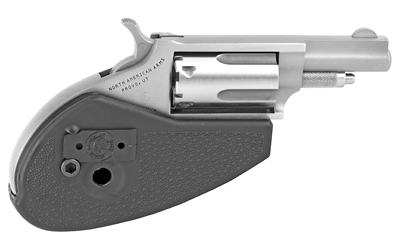NORTH AMERICAN ARMS 22MHG MINI-REVOLVER  22 WMR 5 SHOT 1.63" STAINLESS STEEL BARREL, FRAME & CYLINDER, BLACK SYNTHETIC HOLSTER GRIP, EXPOSED HAMMER
