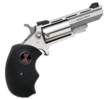 NORTH AMERICAN ARMS BWC BLACK WIDOW  22 LR/22 WMR 5 SHOT 2" STAINLESS STEEL VENT RIB BARREL, STAINLESS STEEL FRAME, STAINLESS CYLINDER, BLACK FINGER GROOVED RUBBER GRIP, EXPOSED HAMMER