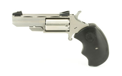 NORTH AMERICAN ARMS BWL BLACK WIDOW  COMPACT FRAME 22 LR 5 SHOT 2" STAINLESS STEEL VENT RIB BARREL, STAINLESS STEEL FRAME, STAINLESS CYLINDER, BLACK FINGER GROOVED RUBBER GRIP, EXPOSED HAMMER