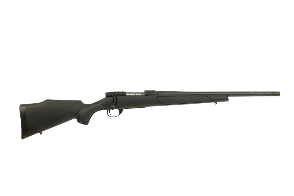 WEATHERBY VHS350NR0T VANGUARD OBSIDIAN 350 LEGEND 5+1 20" BLUED HEAVY THREADED BARREL, BLUED DRILLED & TAPPED STEEL RECEIVER, MONTE CARLO BLACK POLYMER STOCK