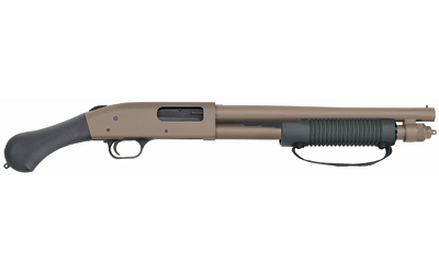 MOSSBERG 50653 590 SHOCKWAVE 12 GAUGE 5+1 3" 14.375" HEAVY BARREL, FLAT DARK EARTH CERAKOTE, DUAL EXTRACTORS, DRILLED & TAPPED RECEIVER, CORNCOB FOREND W/STRAP, RAPTOR BIRDSHEAD GRIP STOCK