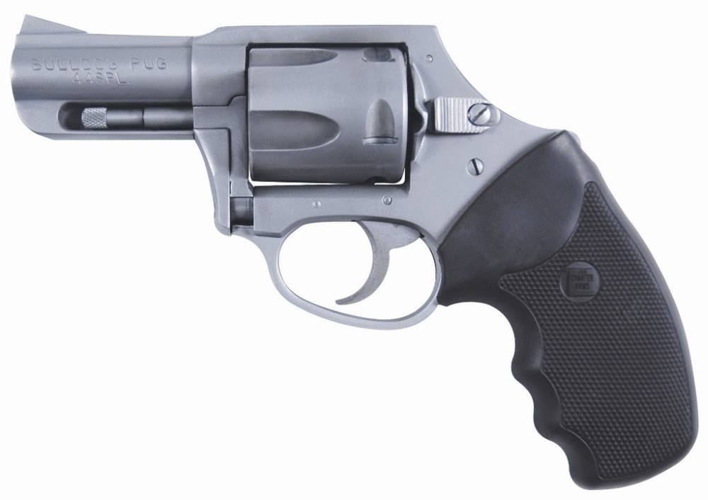 CHARTER ARMS 74421 BULLDOG  LARGE 44 SPECIAL, 5 SHOT 2.50" MATTE STAINLESS STEEL BARREL, CYLINDER & FRAME W/BLACK FINGER GROOVED RUBBER GRIP