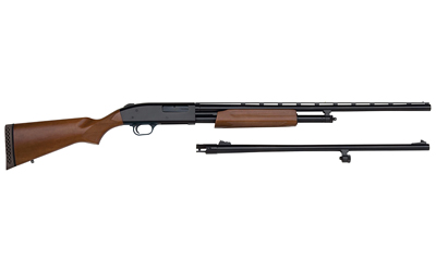MOSSBERG 54282 500 COMBO FULL SIZE 20 GAUGE PUMP 3" 5+1 BLUED 26" SLUGSTER/24" FULLY-RIFLED BARRELS, BLUED STEEL RECEIVER, FIXED WOOD STOCK, RIGHT HAND, FULLY RIFLED BORE BARREL