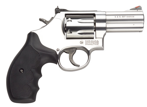 SMITH & WESSON 164300 M686 PLUS  L-FRAME 38 S&W SPL +P/357 MAG 7RD, 3" SATIN STAINLESS STEEL BARREL, CYLINDER & FRAME, BLACK FINGER GROOVE GRIP