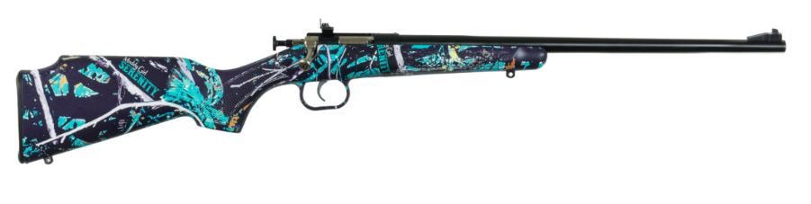 CRICKETT KSA2172 YOUTH  22 LR 1RD 16.12" BLUED BARREL & RECEIVER, FIXED FRONT/ADJUSTABLE REAR PEEP SIGHTS, MUDDY GIRL SERENITY SYNTHETIC STOCK W/11.5" LOP, REBOUNDING FIRING PIN SAFETY
