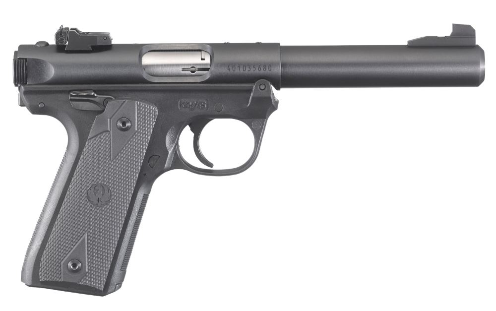 RUGER 40107 MARK IV 22/45 22 LR 10+1 5.50" BULL BARREL, BLUED STEEL SLIDE & FRAME, CHECKERED 1911-STYLE PANEL GRIP