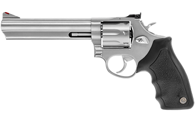 TAURUS 2-660069 66  MEDIUM 357 MAG/38 SPECIAL +P 7 SHOT 6" MATTE STAINLESS STEEL BARREL, CYLINDER & FRAME, BLACK FINGER GROOVED RUBBER GRIP, TRANSFER BAR SAFETY, EXPOSED HAMMER