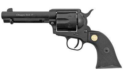 CHIAPPA FIREARMS CF340261 SAA 1873  MEDIUM FRAME 17 HMR 6 SHOT, 4.75" BLUED STEEL BARREL, BLUED STEEL FRAME, BLUED CYLINDER, BLACK PLASTIC GRIP, EXPOSED HAMMER